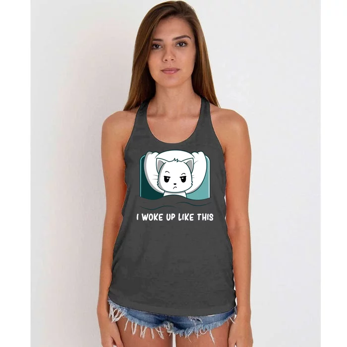 Hilarious Sleepy Lazy Cat Women's Knotted Racerback Tank