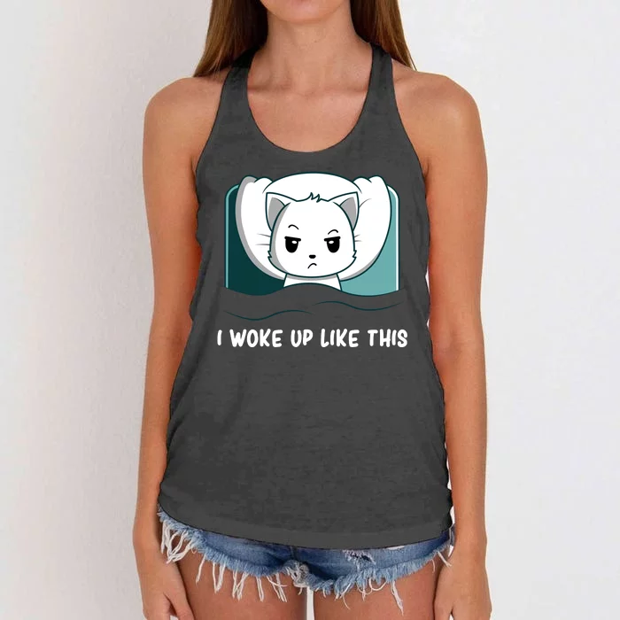 Hilarious Sleepy Lazy Cat Women's Knotted Racerback Tank