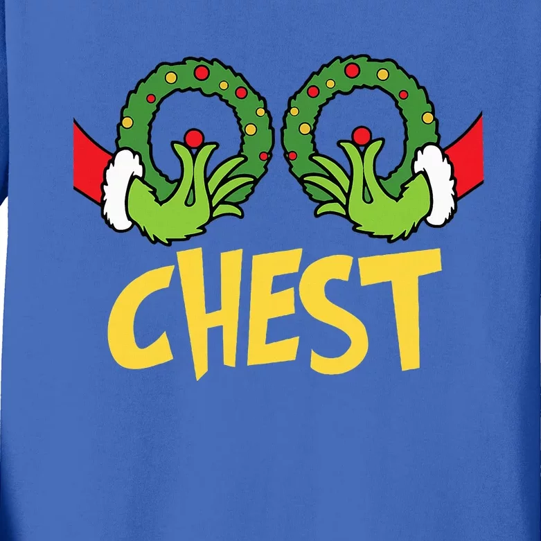 Chest Nuts Christmas Funny Matching Couple Chest Nuts Kids Long Sleeve Shirt