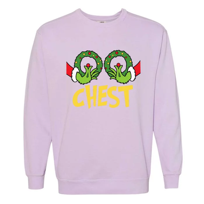 Chest Nuts Christmas Funny Matching Couple Chest Nuts Garment-Dyed Sweatshirt