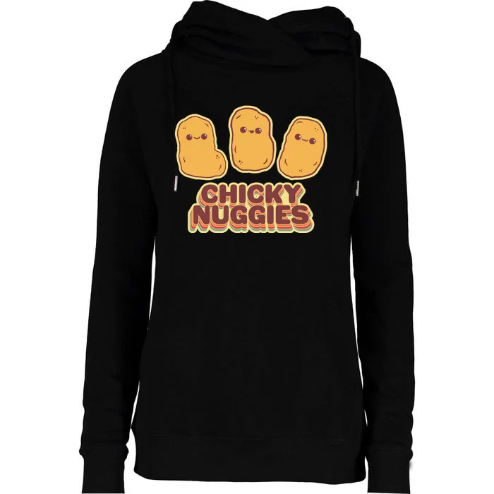 Chicky Nuggies Cute Retro Kawaii Chicken Nuggets Nuggs Meme Womens Funnel Neck Pullover Hood