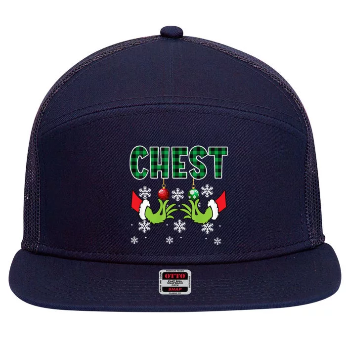 Chest Nuts Christmas Funny Matching Couple Chestnuts 7 Panel Mesh Trucker Snapback Hat