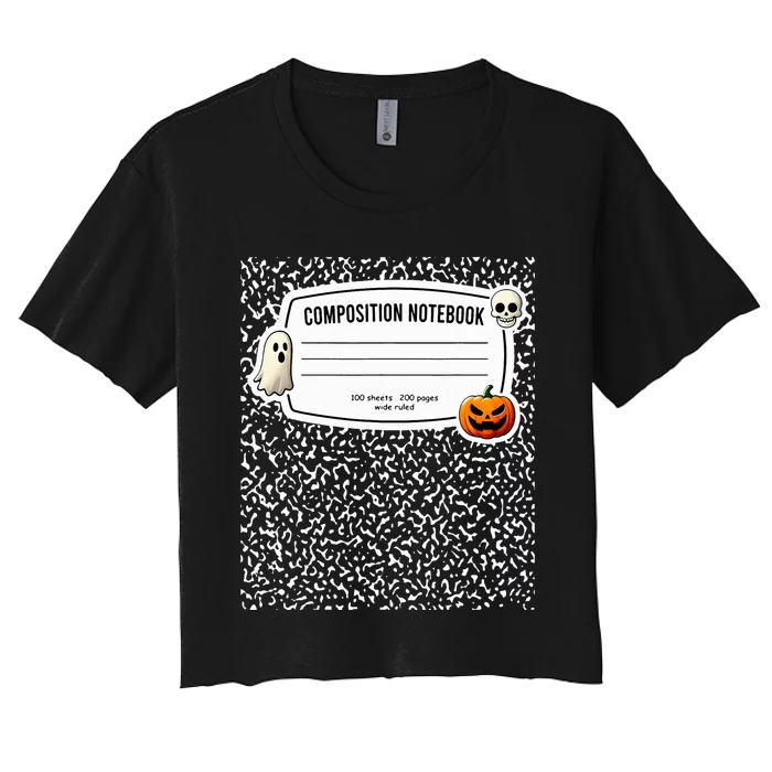 Composition Notebook Costume Adult Halloween For Teachers Women's Crop Top Tee