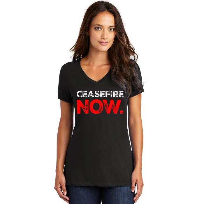 Ceasefire NOW Women's V-Neck T-Shirt