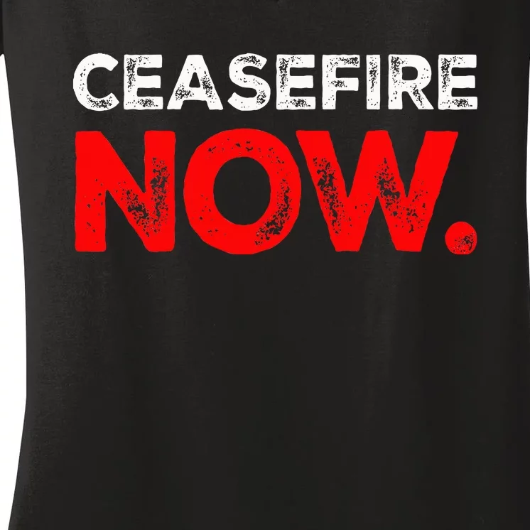 Ceasefire NOW Women's V-Neck T-Shirt