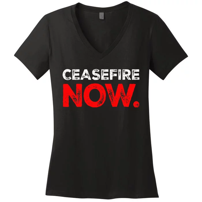 Ceasefire NOW Women's V-Neck T-Shirt