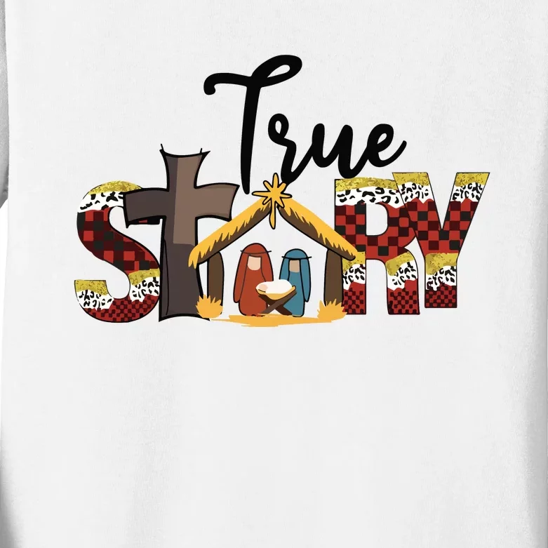 Christmas Nativity Christian Women True Story Kids Long Sleeve Shirt