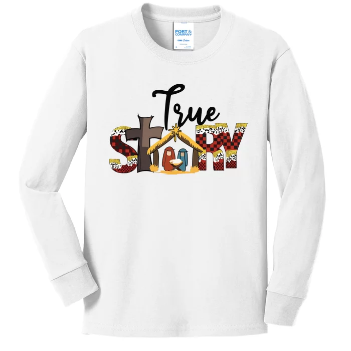 Christmas Nativity Christian Women True Story Kids Long Sleeve Shirt