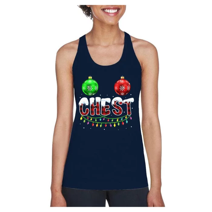 Chest Nuts Christmas Funny Matching Couple Chestnuts Women's Racerback Tank