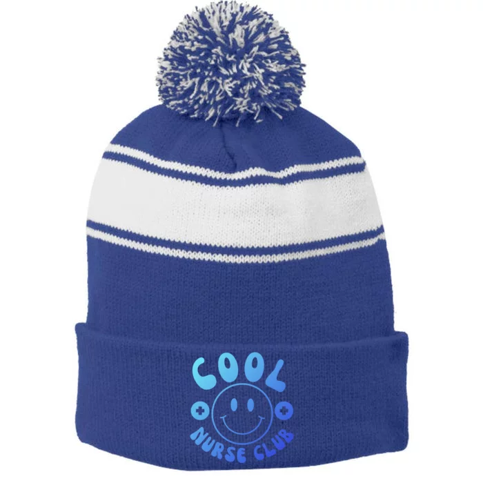 Cute Nurse Cool Nurse Club Groovy Nurse Week Gift Stripe Pom Pom Beanie