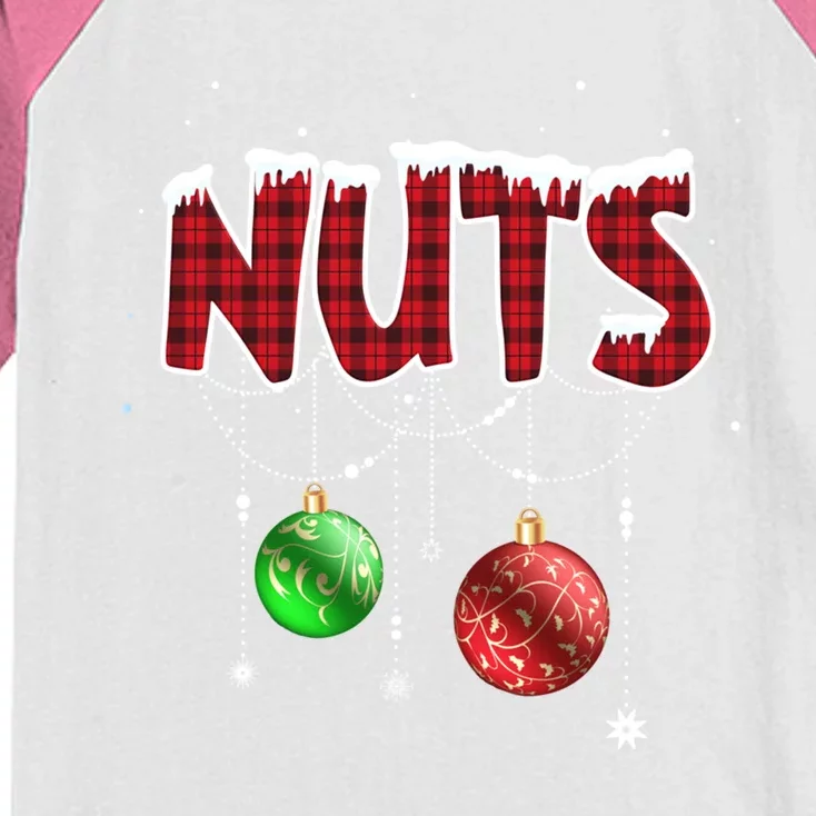 Chest Nuts Christmas Red Plaid Matching Couple Chestnuts Gift Kids Colorblock Raglan Jersey