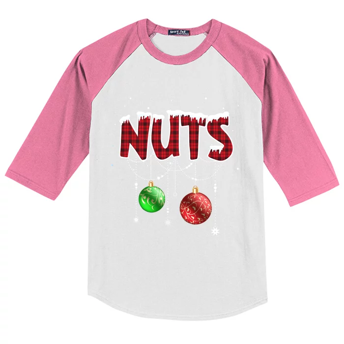 Chest Nuts Christmas Red Plaid Matching Couple Chestnuts Gift Kids Colorblock Raglan Jersey