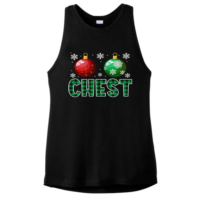 Chest Nuts Christmas Matching Couple Plaid Graphic Chestnuts Ladies Tri-Blend Wicking Tank