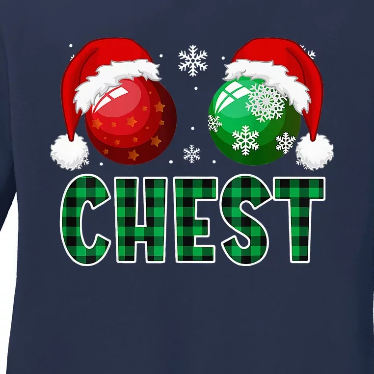 Chest Nuts Christmas Funny Matching Couple Chestnuts Ladies Long Sleeve Shirt