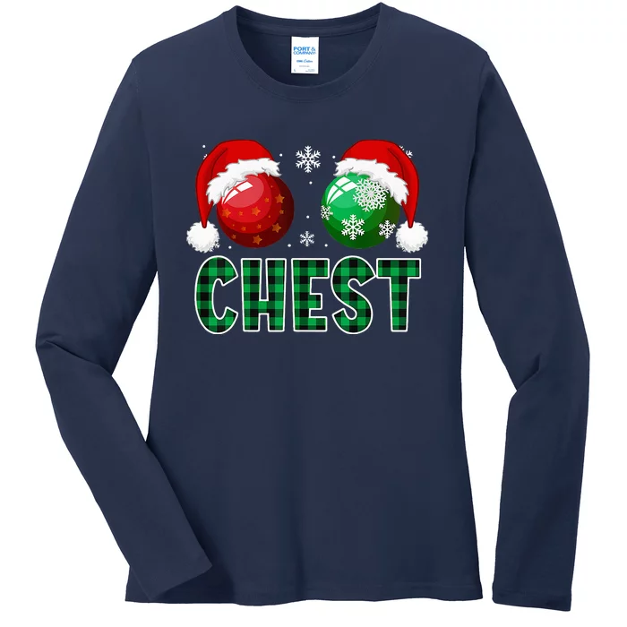 Chest Nuts Christmas Funny Matching Couple Chestnuts Ladies Long Sleeve Shirt