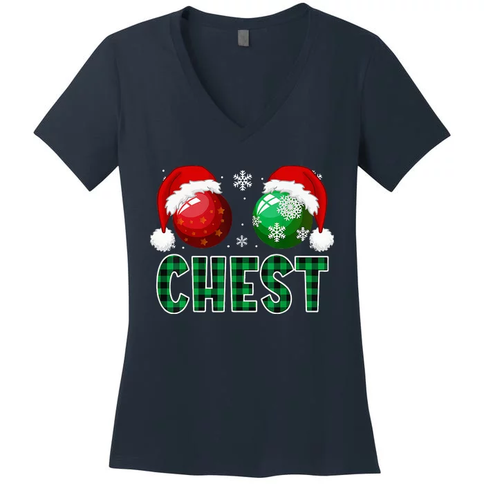 Chest Nuts Christmas Funny Matching Couple Chestnuts Women's V-Neck T-Shirt