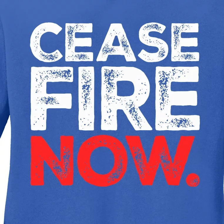 Ceasefire NOW Ladies Long Sleeve Shirt