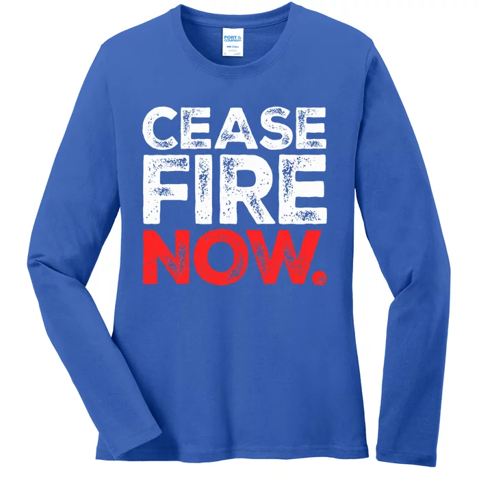 Ceasefire NOW Ladies Long Sleeve Shirt