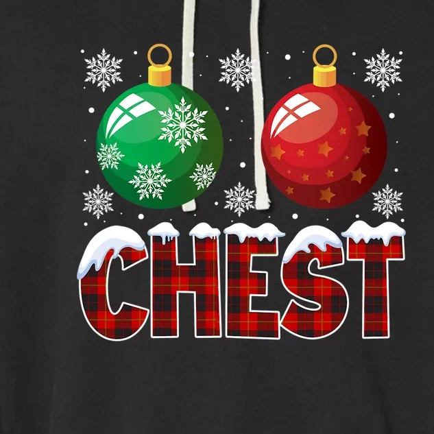 Chest Nuts Christmas Shirt Funny Matching Couple Chestnuts Garment-Dyed Fleece Hoodie