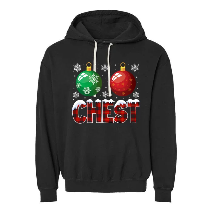 Chest Nuts Christmas Shirt Funny Matching Couple Chestnuts Garment-Dyed Fleece Hoodie