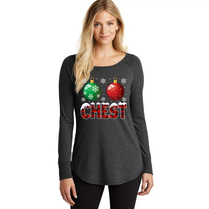 Chest Nuts Christmas Shirt Funny Matching Couple Chestnuts Women's Perfect Tri Tunic Long Sleeve Shirt