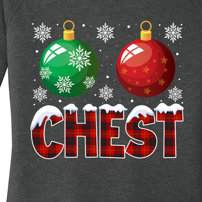 Chest Nuts Christmas Shirt Funny Matching Couple Chestnuts Women's Perfect Tri Tunic Long Sleeve Shirt