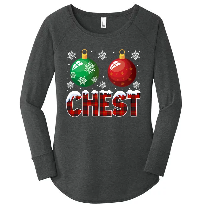 Chest Nuts Christmas Shirt Funny Matching Couple Chestnuts Women's Perfect Tri Tunic Long Sleeve Shirt