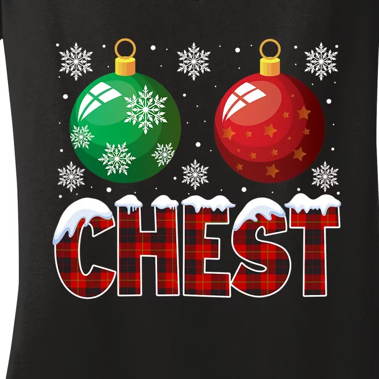 Chest Nuts Christmas Shirt Funny Matching Couple Chestnuts Women's V-Neck T-Shirt