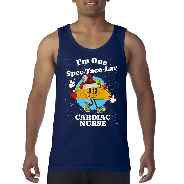 Cardiac Nurse Christmas Funny Taco Pun Cardiology Quote Tank Top