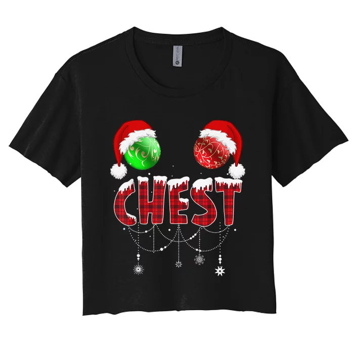 Chest Nuts Christmas Shirt Funny Matching Couple Chestnuts Women's Crop Top Tee