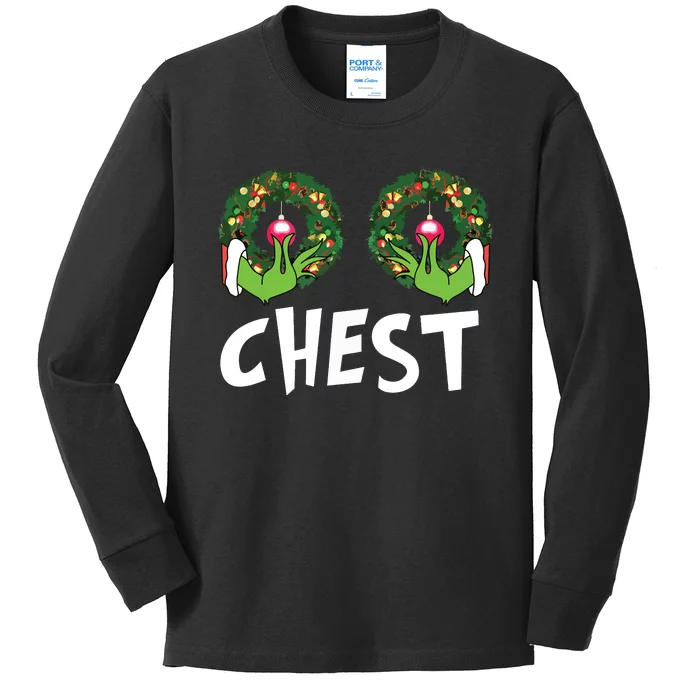 Chest Nuts Christmas Shirts Funny Matching Couple Chest Nuts Kids Long Sleeve Shirt