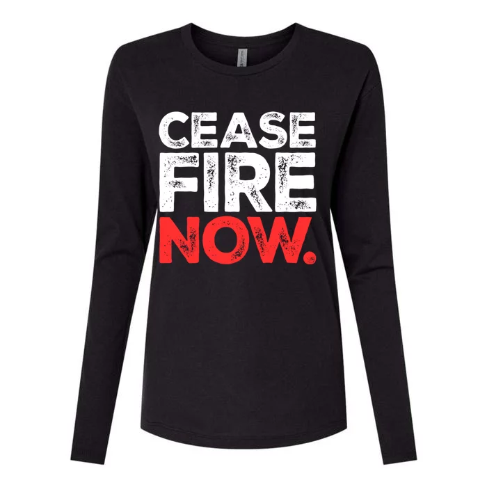 Ceasefire Now Womens Cotton Relaxed Long Sleeve T-Shirt