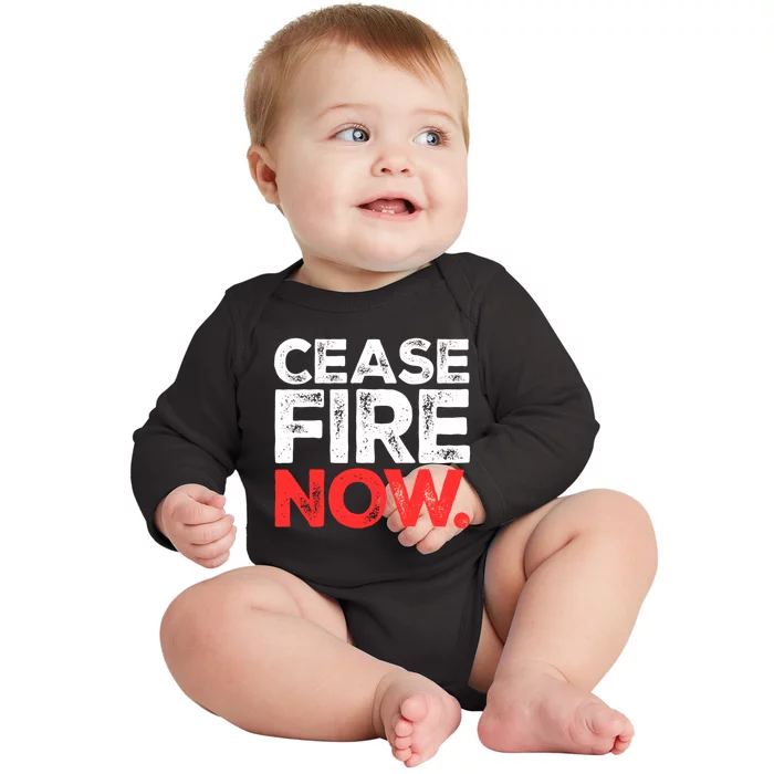 Ceasefire Now Baby Long Sleeve Bodysuit