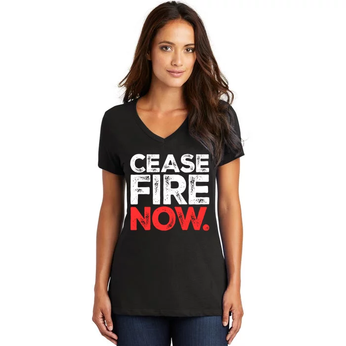 Ceasefire Now Women's V-Neck T-Shirt