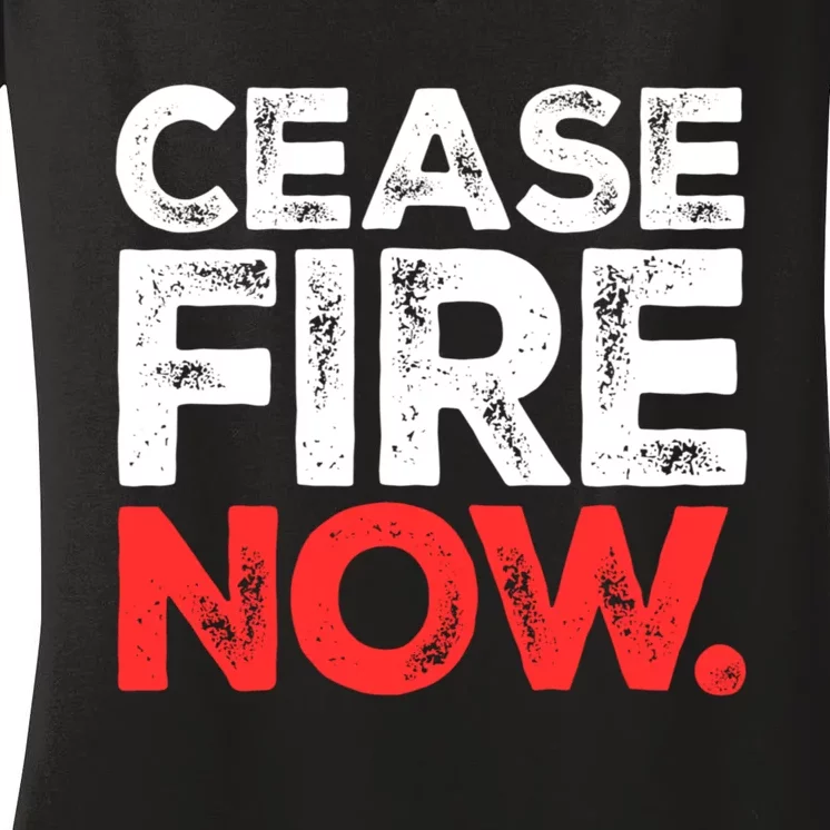 Ceasefire Now Women's V-Neck T-Shirt