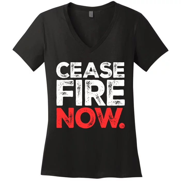 Ceasefire Now Women's V-Neck T-Shirt