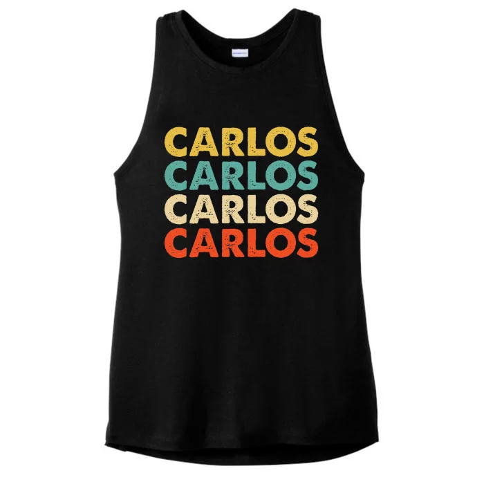 Carlos Name Ladies Tri-Blend Wicking Tank