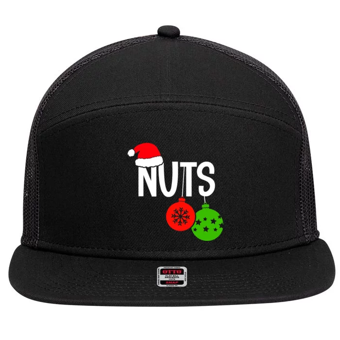 Chest Nuts Christmas Funny Matching Couple Chestnuts 7 Panel Mesh Trucker Snapback Hat