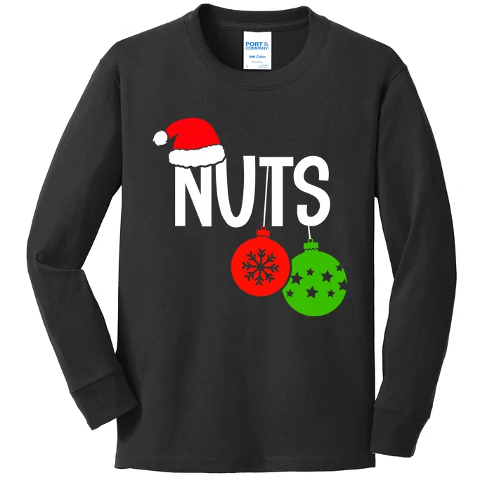 Chest Nuts Christmas Funny Matching Couple Chestnuts Kids Long Sleeve Shirt