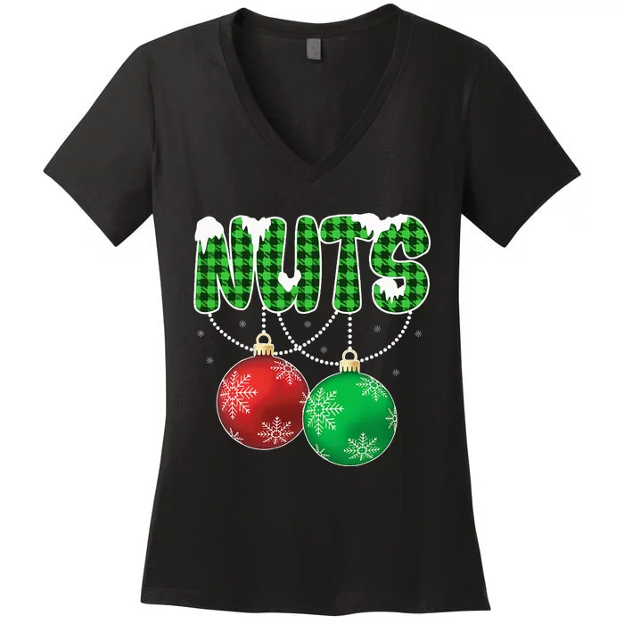 Chest Nuts Christmas Matching Couple Chestnuts Women's V-Neck T-Shirt