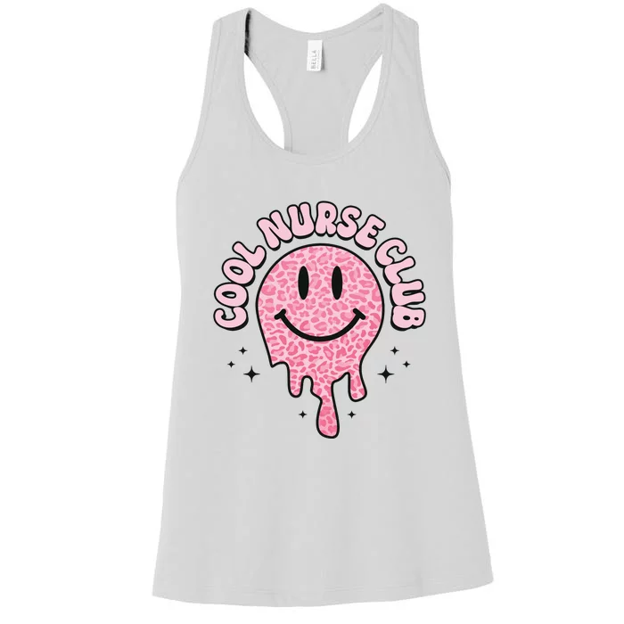 Cool Nurse Club Healthcare Worker Nurse Life Groovy Retro Women's Racerback Tank