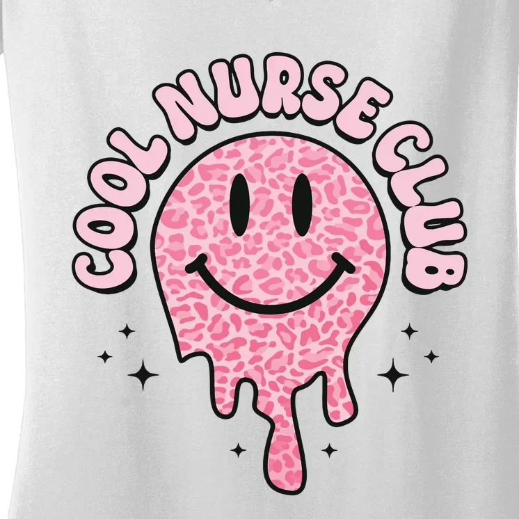 Cool Nurse Club Healthcare Worker Nurse Life Groovy Retro Women's V-Neck T-Shirt