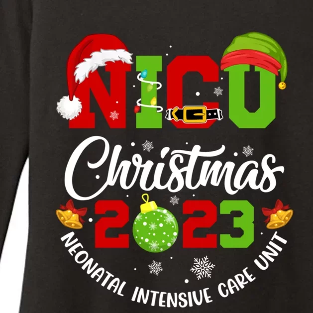 Christmas Nicu Crew Santa Reindeer Light Nursing Xmas Pajama Gift Womens CVC Long Sleeve Shirt