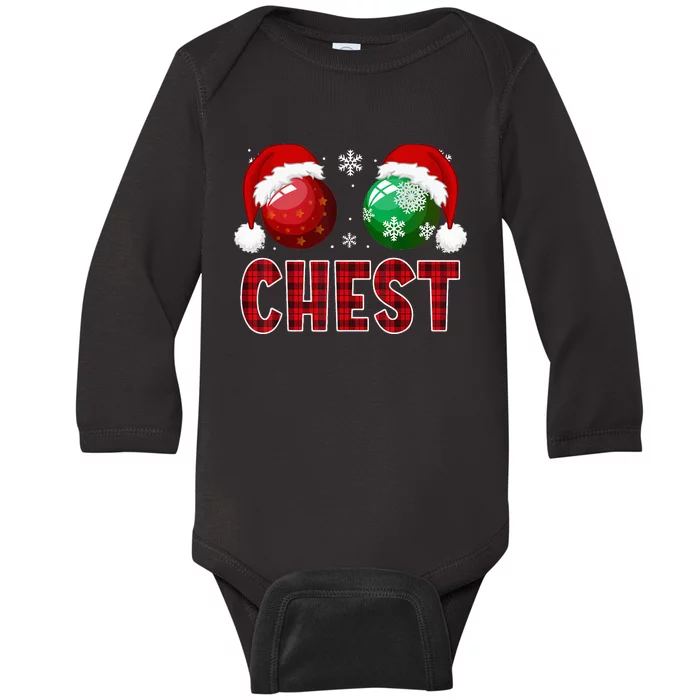 Chest Nuts Christmas Funny Matching Couple Chestnuts Baby Long Sleeve Bodysuit