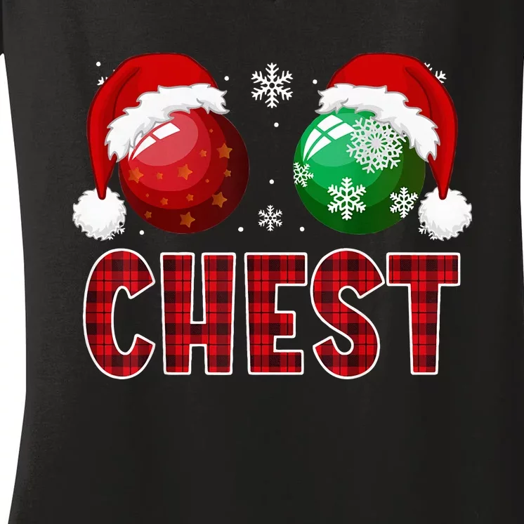 Chest Nuts Christmas Funny Matching Couple Chestnuts Women's V-Neck T-Shirt