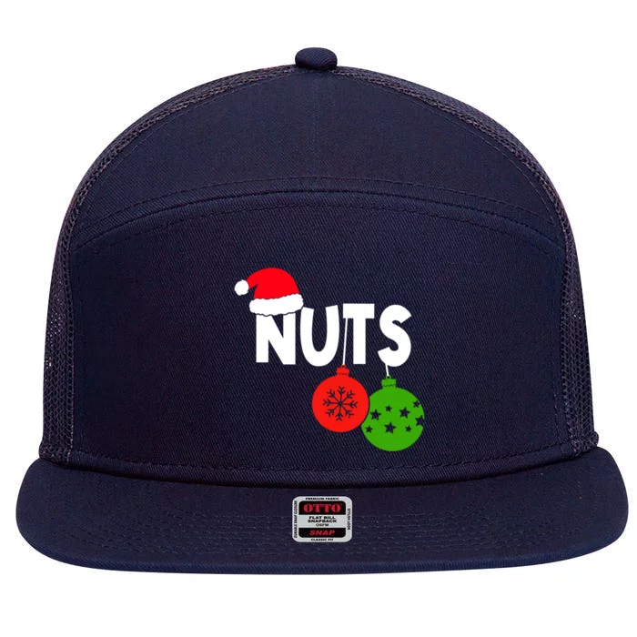 Chest Nuts Christmas Funny Matching Couple Chestnuts Gift 7 Panel Mesh Trucker Snapback Hat