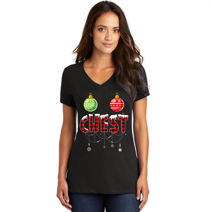 Chest Nuts Christmas Matching Couple Chestnuts Women's V-Neck T-Shirt