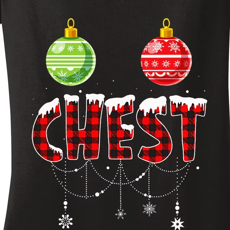 Chest Nuts Christmas Matching Couple Chestnuts Women's V-Neck T-Shirt