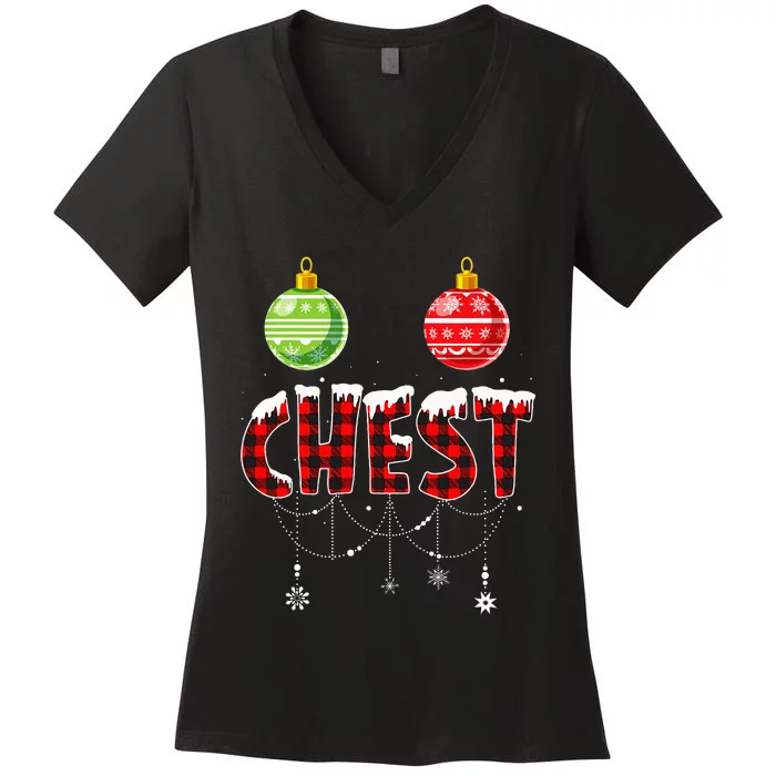 Chest Nuts Christmas Matching Couple Chestnuts Women's V-Neck T-Shirt