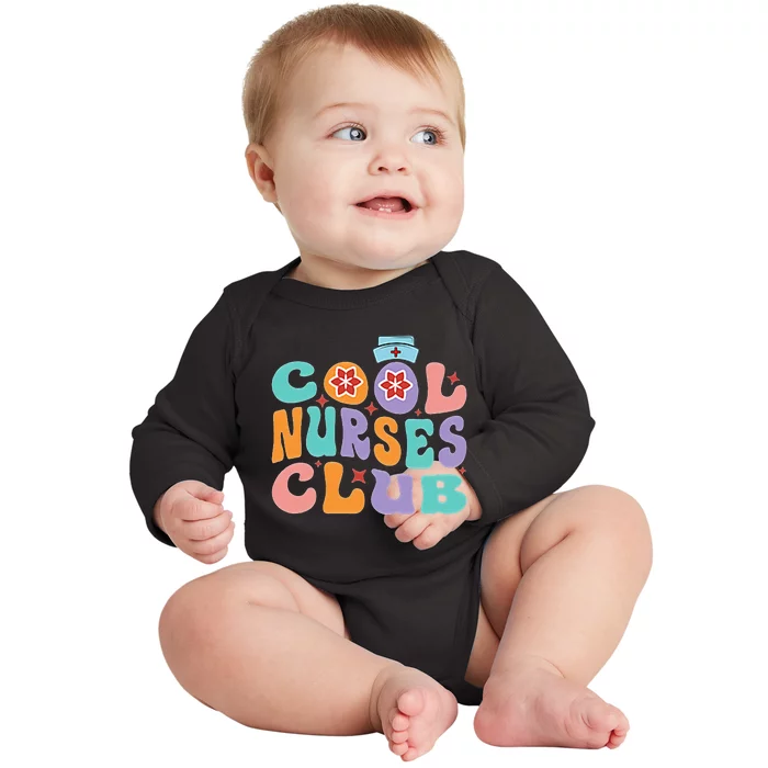 Cool Nurse Club Healthcare Worker Nurse Life Back Print Baby Long Sleeve Bodysuit